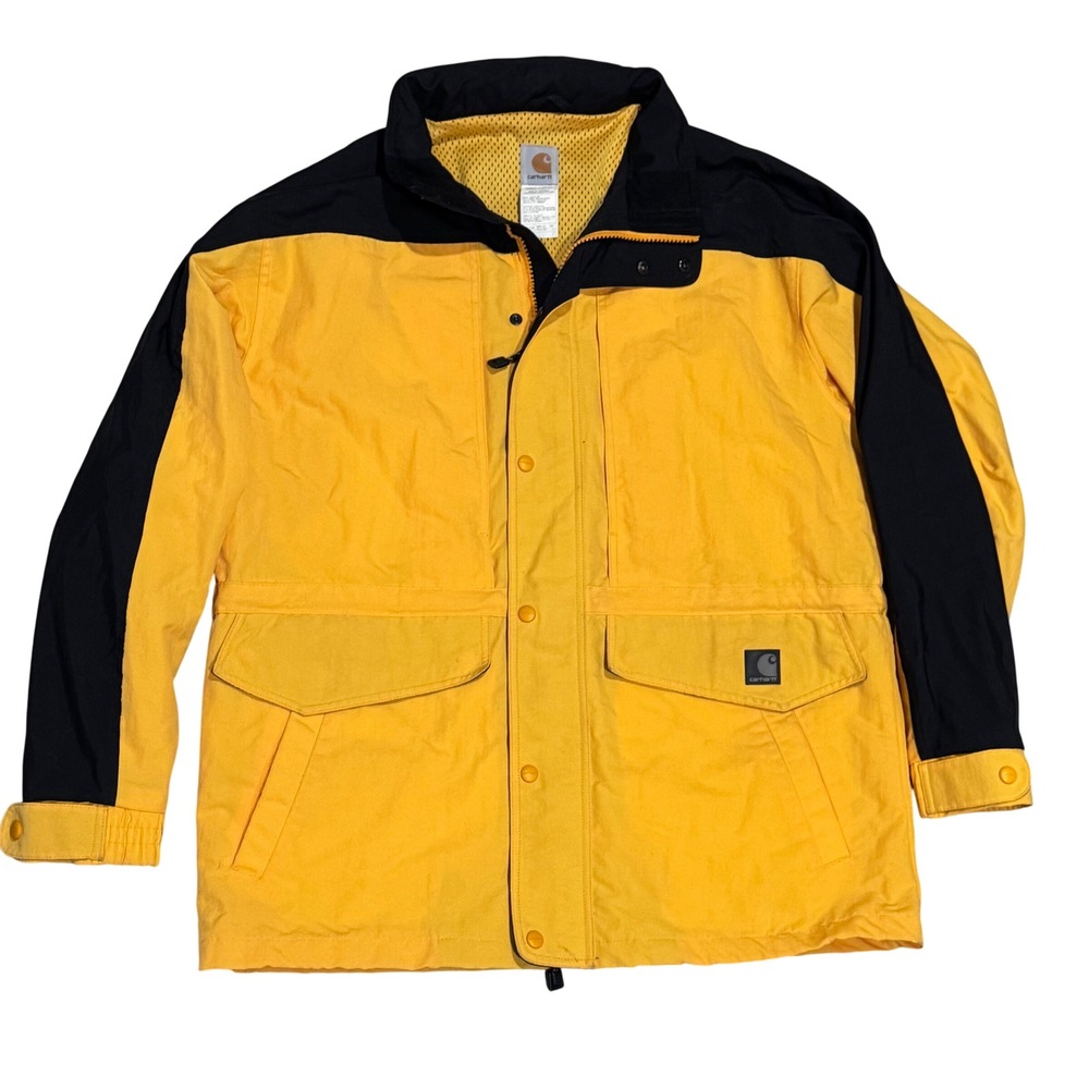 Carhartt C48 YLW Nylon Active Parka Mens Medium Yellow Black EUC Vintage Style